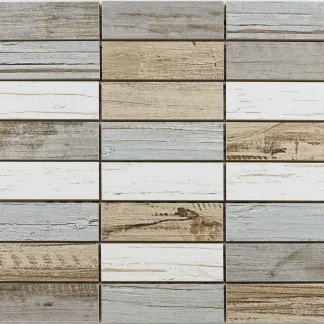 Mosaikfliese Woodstock 36 x 31 cm grau-braun Steinmaß: ca. 11,9 x 3,7 cm