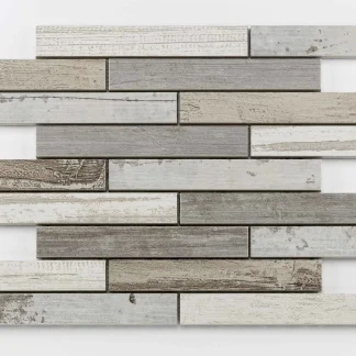 Mosaikfliese Woodstock 42 x 30 cm grau-braun Steinmaß: ca. 21,2 x 3,1 cm