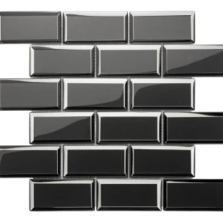 Mosaikfliese Glas Paris 30 x 30 cm schwarz Steingröße: ca. 9,8 x 4,8 cm