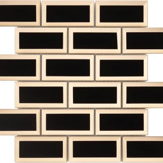 Mosaikfliese Glas Noblesse 30 x 30 cm schwarz-gold Steingröße: ca. 9,8 x 4,8 cm
