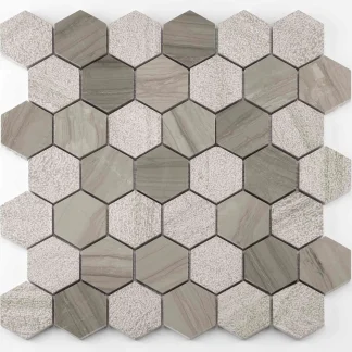 Mosaikfliese Marmor Hexagon 30 x 30 cm taupe-mix Steingröße: ca. 4,8 x 5,5 cm