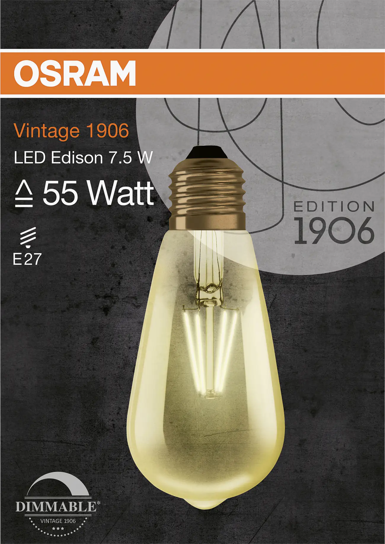 Osram LED Leuchtmittel Vintage 1906 Edison E27 6,5W warmweiß