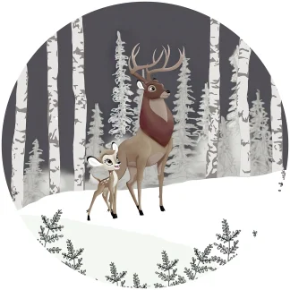 Komar Vlies Fototapete Dot Bambi Great Prince Ø 128 cm, selbstklebend