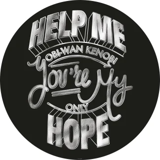 Komar Vlies Fototapete Dot SW Help Me Obi Wan Ø 128 cm, selbstklebend
