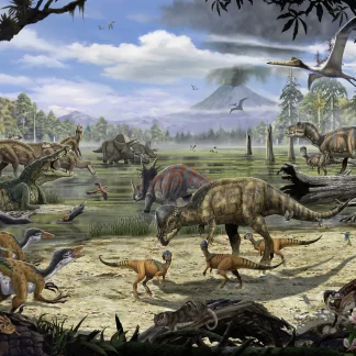 Komar Vlies Fototapete Dinosaurs on Shore 400 x 280 cm
