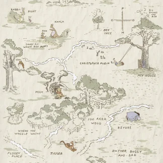 Komar Vlies Fototapete Winnie Pooh Map 200 x 240 cm