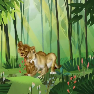 Komar Vlies Fototapete Lion King Love 400 x 280 cm