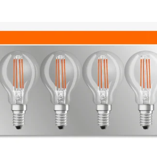 Osram LED Leuchtmittel 5er Pack Tropfenform P40, E14, 4W, warmweiß, klar