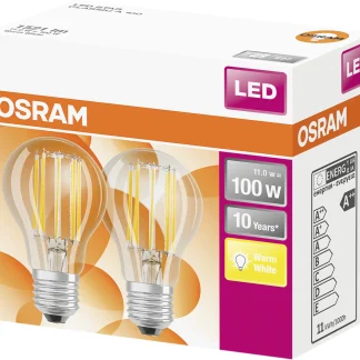 Osram LED Leuchtmittel Retro Classic E27 11W 2er-Pack warmweiß, klar