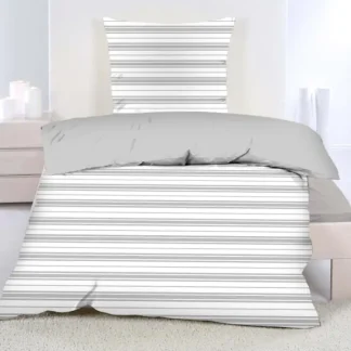 Bettwäsche Renforce Streifen taupe, 135 x 200 cm