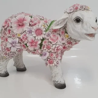 Dekofigur Blumenschaf stehend 8 x 12 x 30 cm
