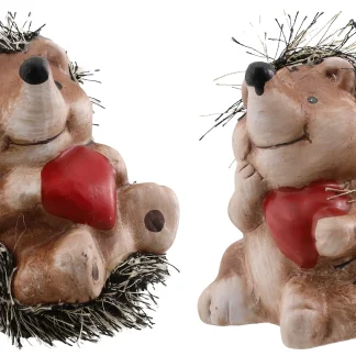 Dekofigur Igel mit Fell aus Keramik 9 cm