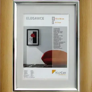Kunststoff Bilderrahmen Elegance buche-metallic-silber, 13 x 18 cm