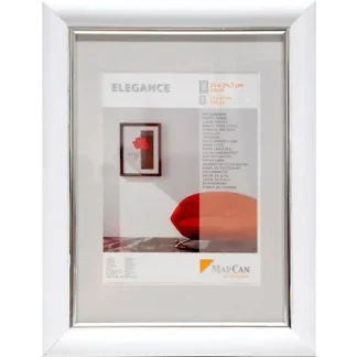 Kunststoff Bilderrahmen Elegance weiß-metallic-silber, 13 x 18 cm