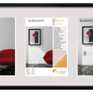 Kunststoff Bilderrahmen Elegance schwarz-metallic-silber, 23 x 50 cm