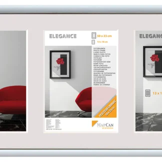 Kunststoff Bilderrahmen Elegance weiß-metallic-silber, 23 x 50 cm