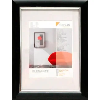 Kunststoff Bilderrahmen Elegance schwarz-metallic-silber, 21 x 29,7 cm