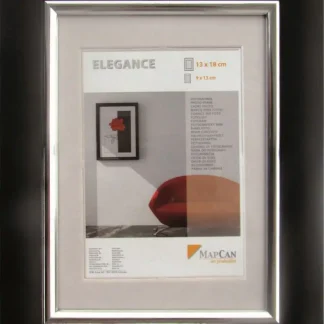 Kunststoff Bilderrahmen Elegance schwarz-metallic-silber, 70 x 100 cm