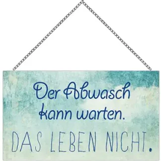 Schild mit Spruch Der Abwasch, 23 x 13 cm mit Kette