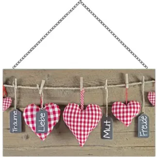 Schild mit Spruch Hearts, 23 x 13 cm mit Kette