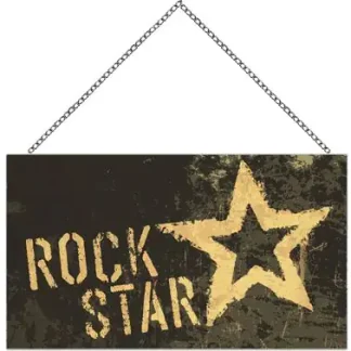 Schild mit Spruch Rock Star 23 x 13 cm mit Kette