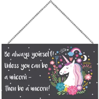 Schild mit Spruch Unicorn 23 x 13 cm mit Kette