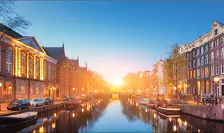Deco-Glas Bild - Kanal Amsterdam 80 x 30 cm
