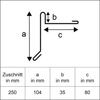 Sarei Ortblech mit Wasserfalz 2000 x 250 mm natur