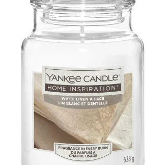 Yankee Candle Duftkerze Großes Glas White Linen & Lace 538 g, weiß