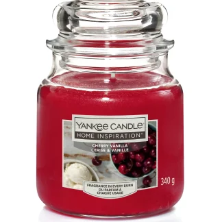 Yankee Candle Duftkerze Mittleres Glas Cherry Vanilla 340 g, rot