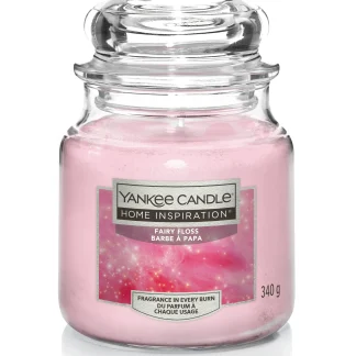 Yankee Candle Duftkerze Mittleres Glas Fairy Floss 340 g, rosa