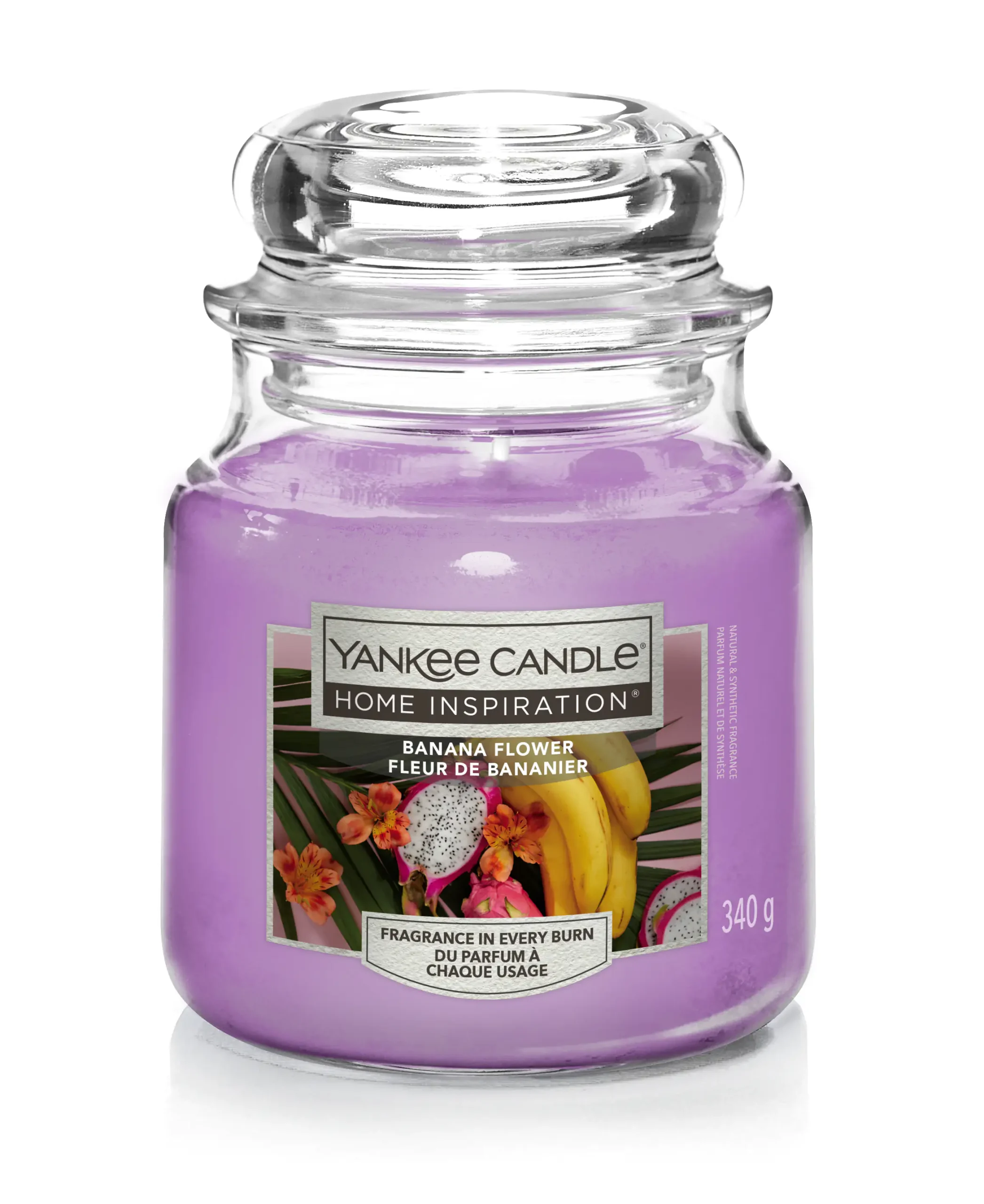 Yankee Candle Duftkerze Mittleres Glas Banana Flower 340 g, lila