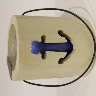 House of Rustic Windlicht aus Holz Anker blau  Ø 13 x 15 cm