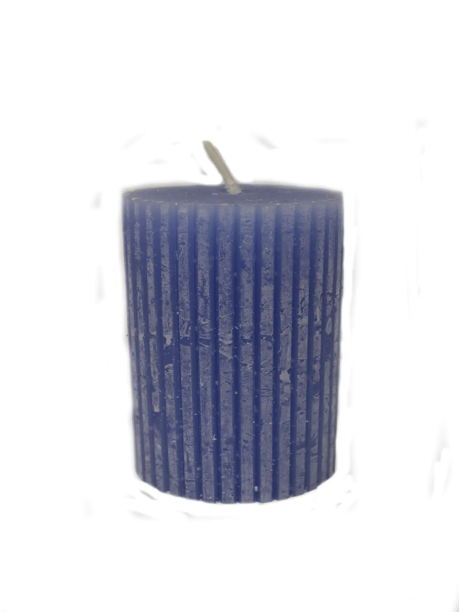 House of Rustic Kerze geriffelt blau Ø 6,8 x 9 cm