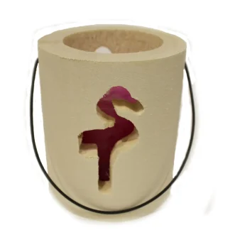 House of Rustic Windlicht aus Holz Flamingo pink  Ø 13 x 15 cm