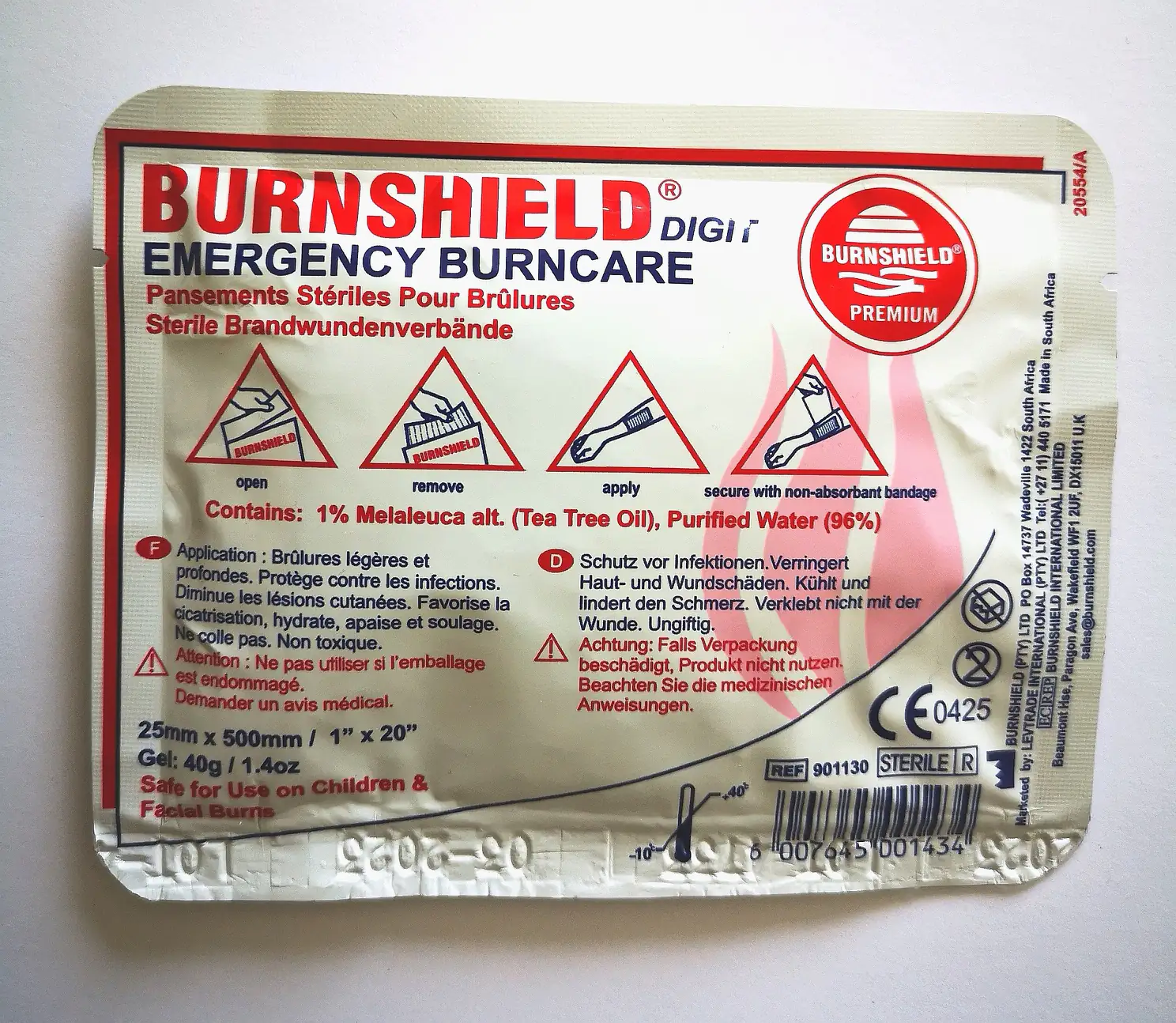Leina Burnshield Hydrogelverband 2,5 cm x 50 cm, zur Erstversorgung von Verbrennungen u. Sonnenbrand