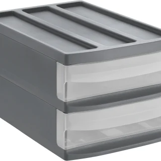Rotho Schubladenbox Duo Systemix M 2 Schübe anthrazit