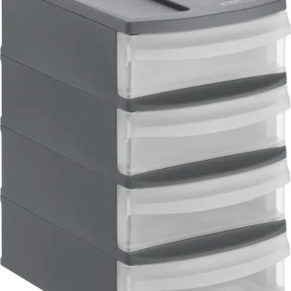 Rotho Schubladenbox Systemix Tower XS 4 Schübe anthrazit
