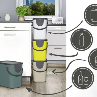 Rotho Mülltrennungssystem Albula 25 L mistletoe white Recyclingbehälter