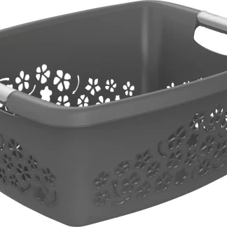 Rotho Wäschekorb Flowers 25 l anthrazit