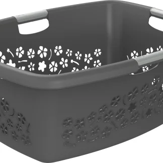 Rotho Wäschekorb Flowers, 50 l anthrazit