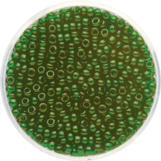 Glorex Rocailles 2,6 mm 17 g, transparent dunkelgrün