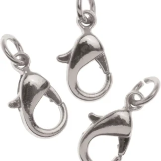 Glorex Karabiner Verschluss m. Ring 12 mm 3 Stück, silberfarben