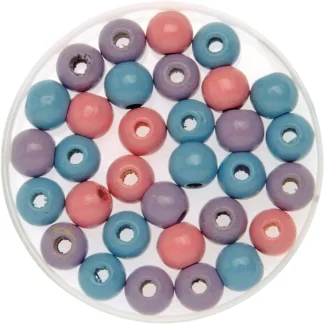 Glorex Holzperle rosa / flieder / blau 6 mm