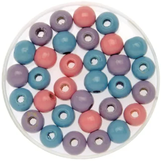 Glorex Holzperle rosa / flieder / blau 8 mm