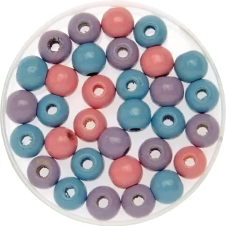 Glorex Holzperle rosa / flieder / blau 10 mm
