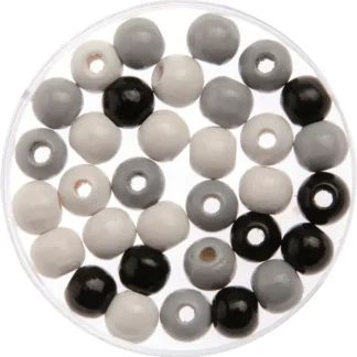 Glorex Holzperle schwarz / grau / weiß 12 mm