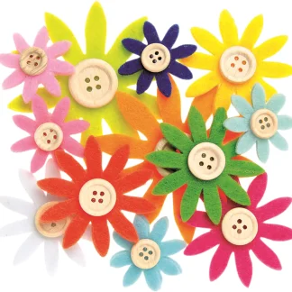 Glorex Filzblumen 12 Stück, 3,5 - 7 cm, bunt, sortiert
