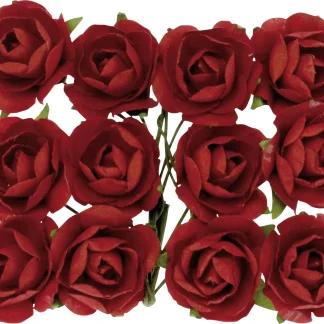 Glorex Röschen rot mit Draht 18mm 12 Stück