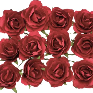 Glorex Röschen rot mit Draht 30 mm 12 Stück